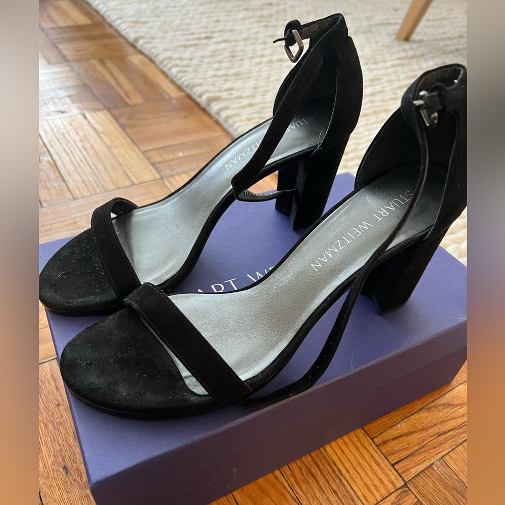 Black suede Stuart weitzman heels size 8.5. Worn a few times. with dustbags/box